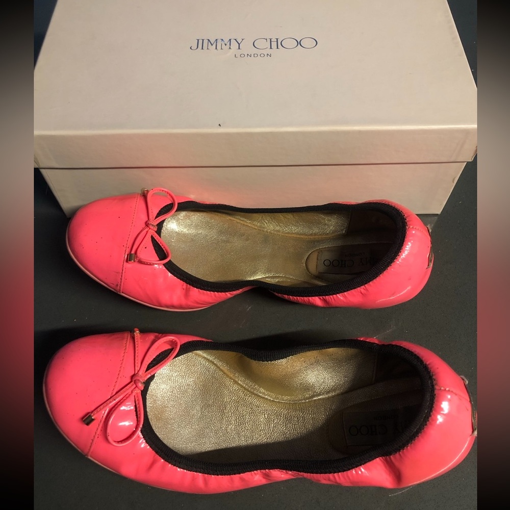 Jimmy Choo Wallach Ballet Flat - Fuschia 38.5 (Neon Pink)